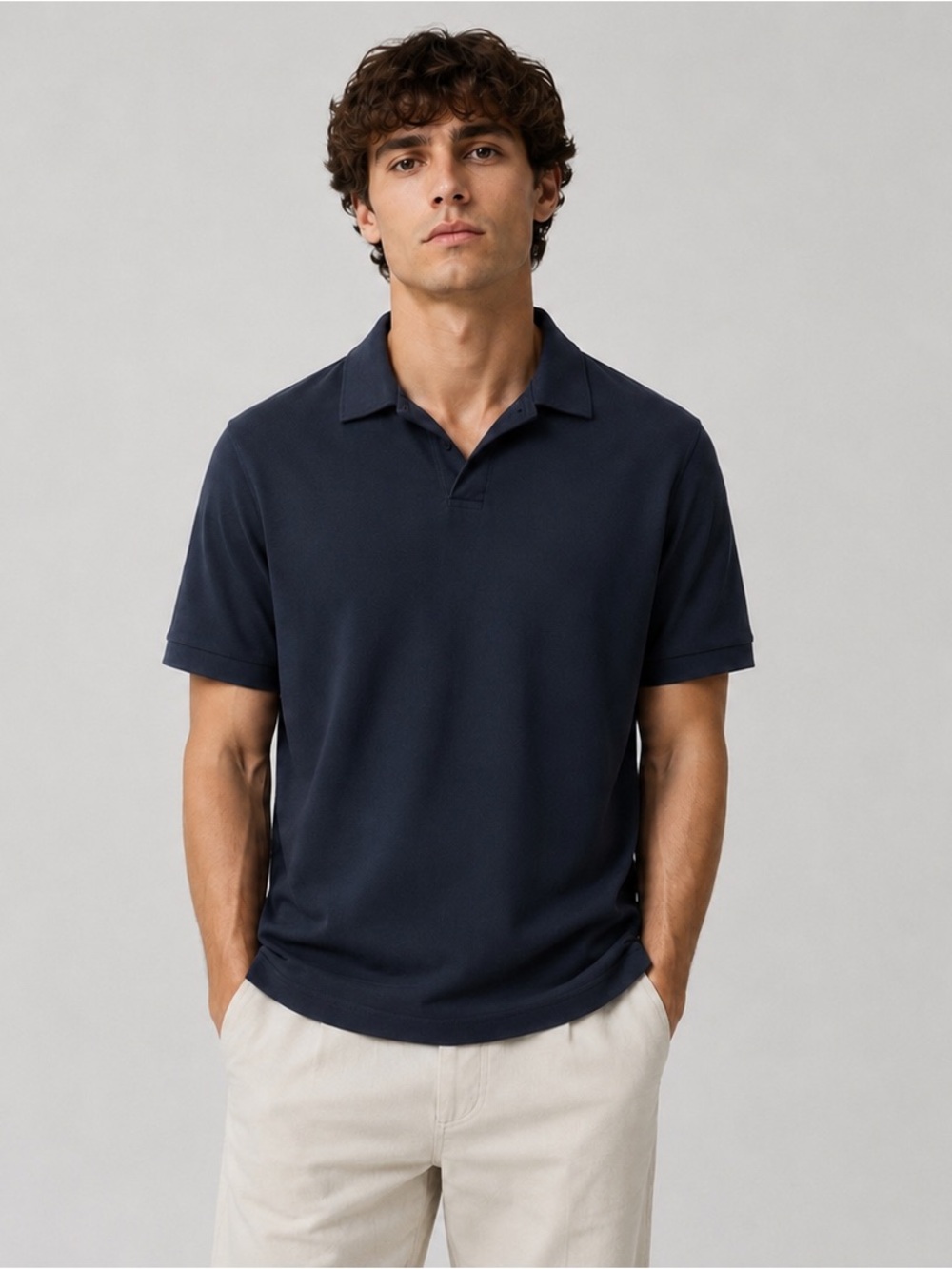 Perry Ellis Men's Navy Short Sleeve Polo